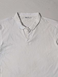 ZARA Classic White Polo T-Shirt