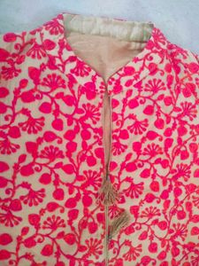 Vibrant Pink Floral embroidery Kurta