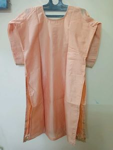 Elegant Peach Kurta Set with Intricate Embroidery