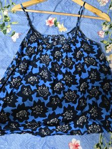 Blue Floral Spaghetti Strap Top