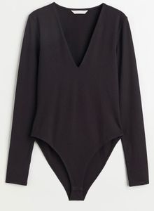 Classic Black Long Sleeve V-Neck Bodysuit
