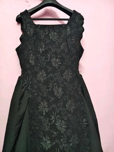 Square Neck Vintage-Style Jacquard A-Line Dress