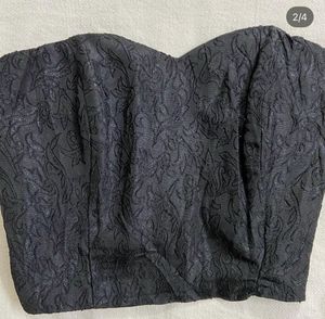 Black Textured Corset Top