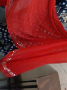 Vibrant Red Dupatta with Embellished Kurti