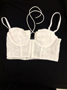 Chic Underwired White Lace Corset Top