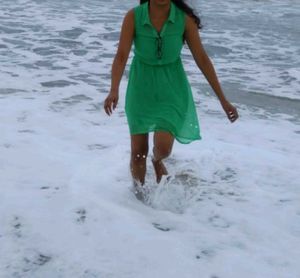 parrot green A-line dress