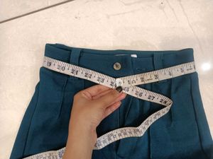 Teal Blue high rise straight Trousers