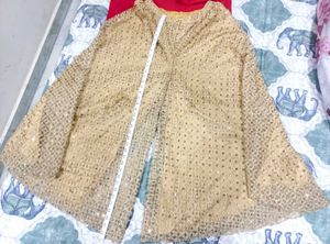 Red &amp; Golden Plazzao Dress