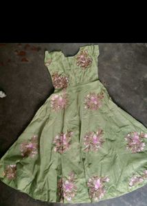 Green Embroidered Anarkali Dress