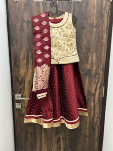 HALF SAREE WITH DUPATTA MAROON
