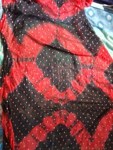 Red and Black Bandhani Fabric
