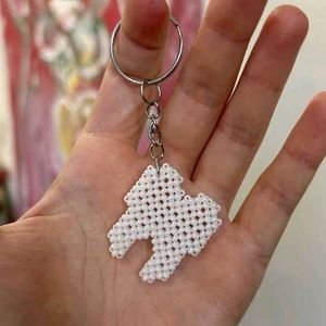 Unique White Teeth Beaded Keychain