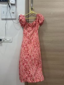 Chic Pink & Red Patterned Mini Dress