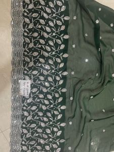 Dark Bottle Green Georgette Unstitched Blouse
