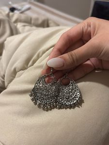 Boho Silver Jhumka Earrings