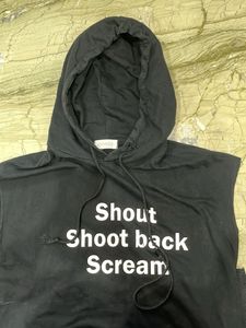 Black Hooded Maxi Dress with Slogan