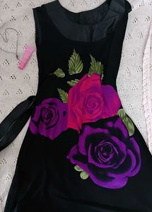 Black vintage dress with floral print
