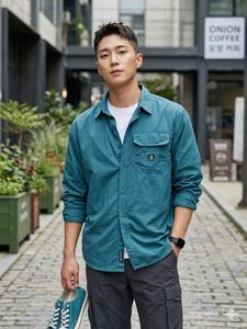 Converse 100% Cotton Teal Button-Up Shirt - Size L