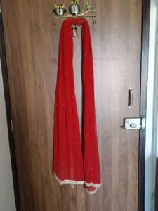 Red Embellished Dupatta
