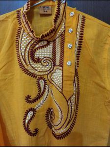 8/10 years Boys Yellow Embroidered Kurta Set❤