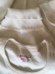 White Ribbed Turtleneck and Crew Neck Top Set