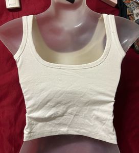 Cream Ribbed Tank Top