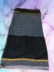 Black Saree With Stitched Blouse