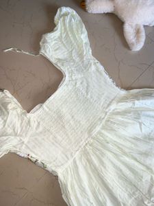 Embroidered White Cotton Frock