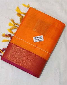 Orange Softy Malai Silk Allover Boota Saree