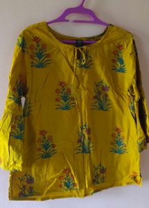 Yellow Floral Print Kurta