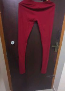 Red Casual Leggings