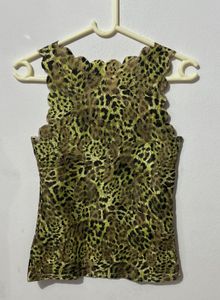Leopard Print Vintage Scalloped Tank Top