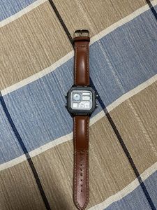 Retro Digital Watch with Leather Strap