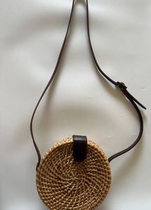 Round Rattan Crossbody Bag