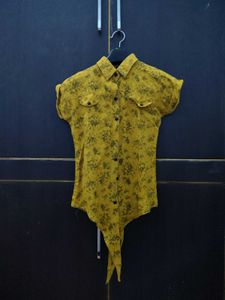 Stylish Yellow Floral Crop Shirt