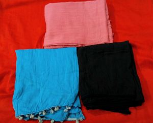 Set of 3 Colorful cotton Dupattas
