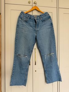 ZARA Buttoned High Rise Ripped Denim - 32