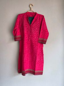 Elegant Pink Floral Print Kurta