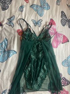 Self Design Green Babydoll