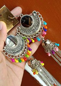 Boho Mirror Jhumka Earrings
