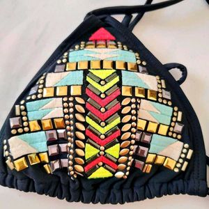 Embellished Triangle Bikini Top