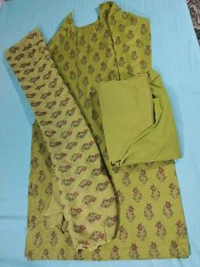 Spun Mehndi Green Suit Dupatta Set