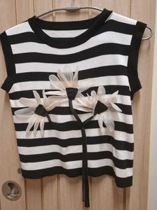Striped Floral Sleeveless Top