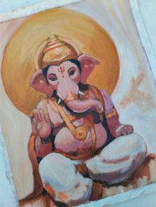 Handmade Ganesha Painting Canvas - Original Art