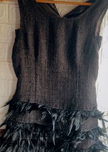 Black Feather Trimmed Dress