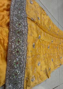 Golden yellow designer embroidered sharara