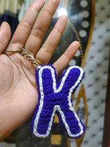 Handmade Crocheted Letter K Keychain