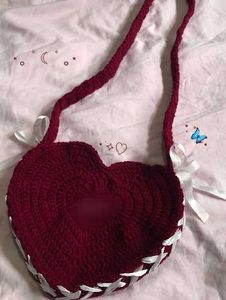 Heart-Shaped Crochet Shoulder Bag