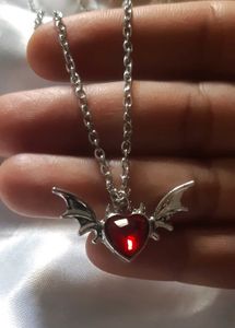 Gothic Bat Heart Necklace