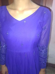 Elegant Blue Embroidered Dress